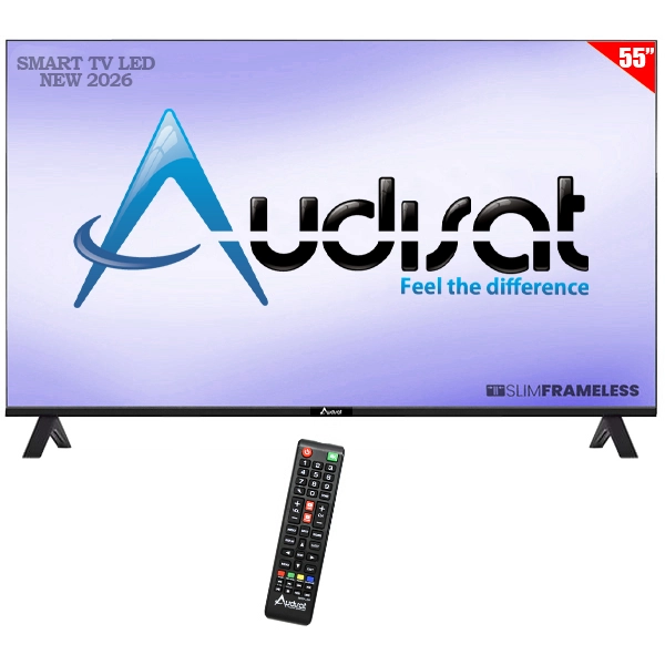 Smart TV LED 55" Audisat AD-55 (2026) 4K Ultra HD Android TV Wi-Fi com Conversor Digital (1 Ano de Garantia)