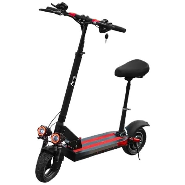 Monopatín Eléctrico Audisat M4 con Ruedas de 10" hasta 32 km h - Negro Rojo (1 Mes de Garantía)