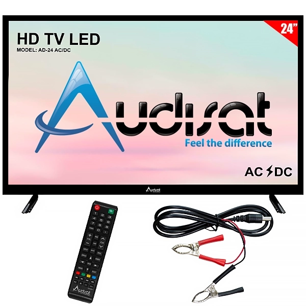 TV LED 24" Audisat AD-24 AC/DC (2026) HD con Conversor Digital (1 Año de Garantía)